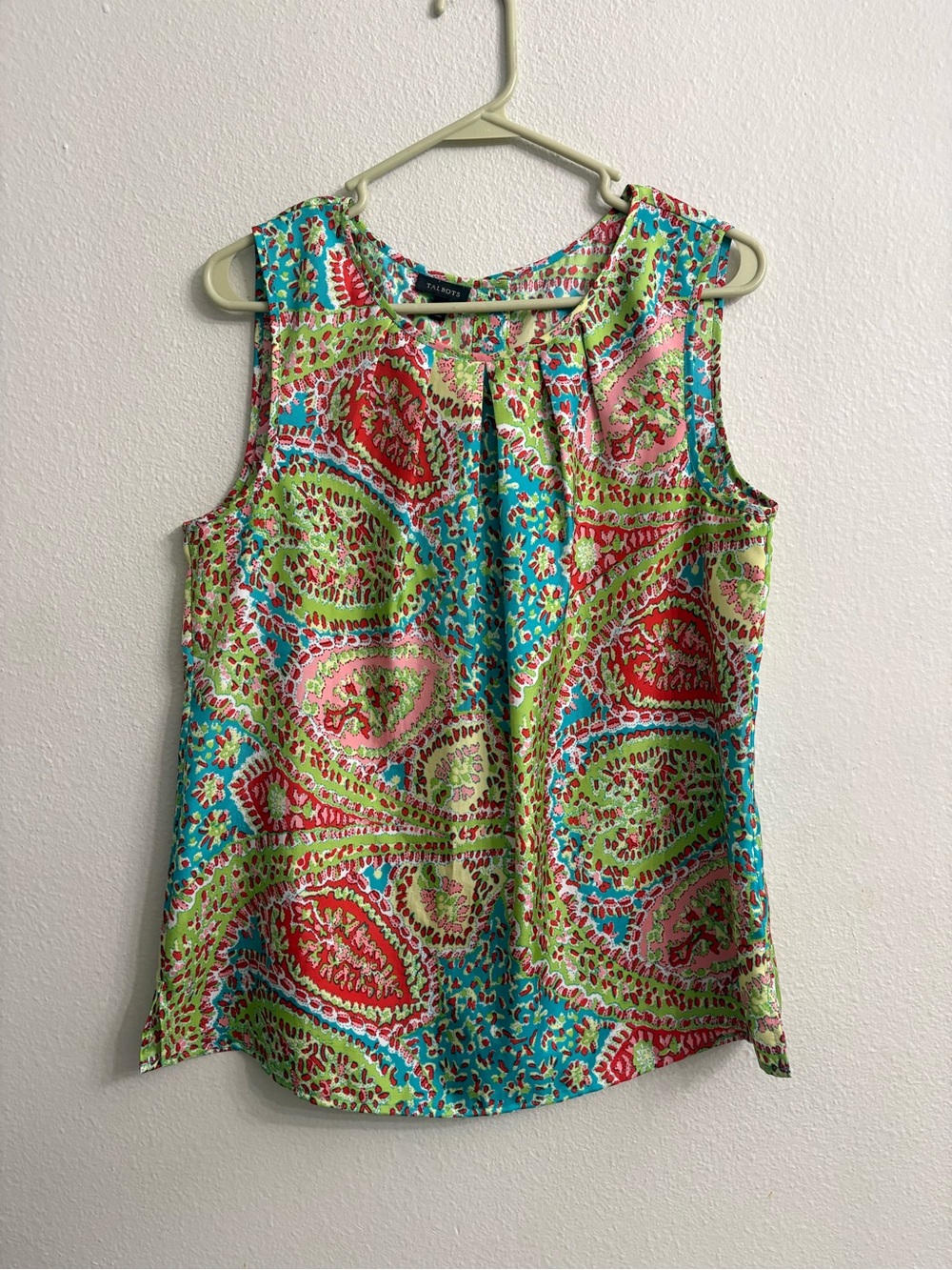 Talbots Paisley Print Sleeveless Shell in Turquoise, Pink & Green size 12